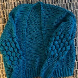 Chic Teal Crochet Cardigan